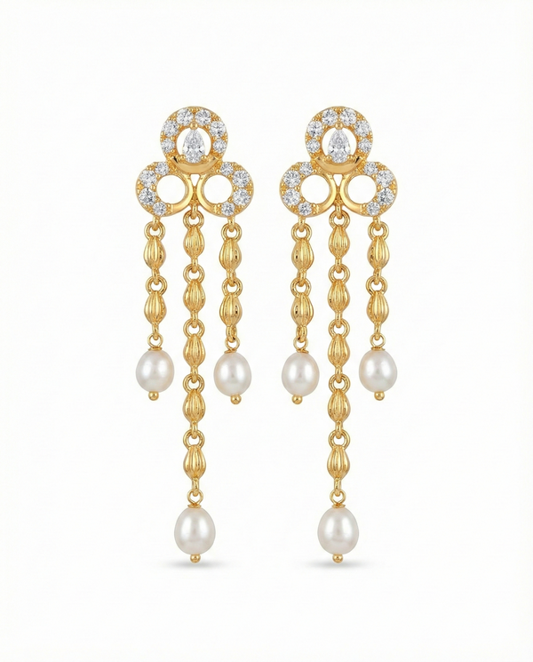 Vintage-Glam Triple-Tier Pearl Tassel Earrings