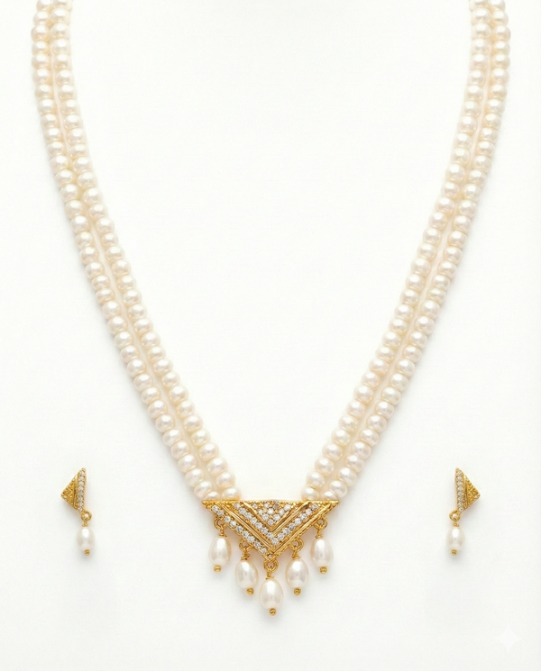 Majestic Double-Strand Pearl Necklace Set