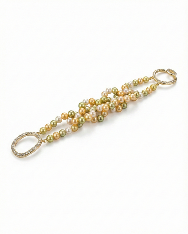 Golden Harvest double-Strand Olive Pearl Bracelet