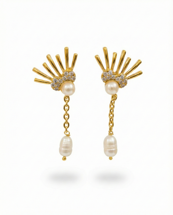 Solaris Tassel Drop Earrings with Baroque
