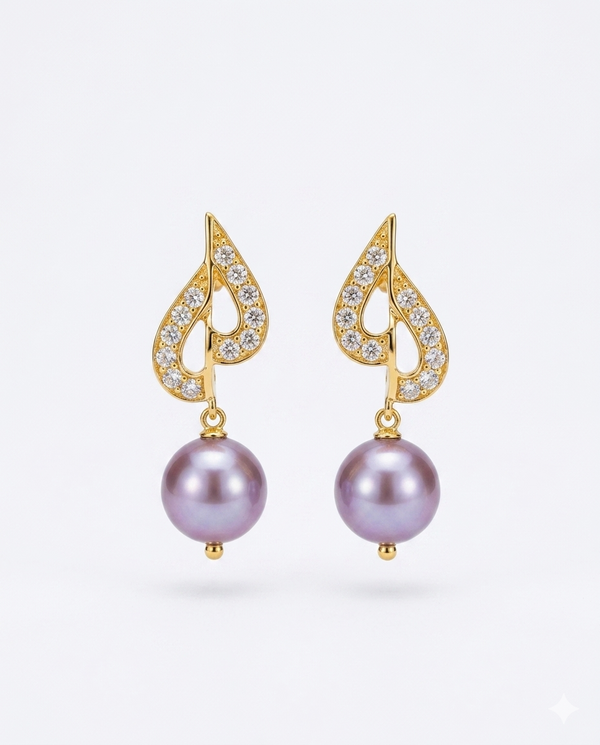 Gilded CZ & Pearl Drop Earrings