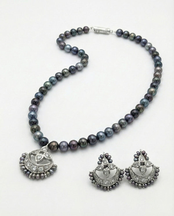 Midnight Iris Pearl & CZ Set