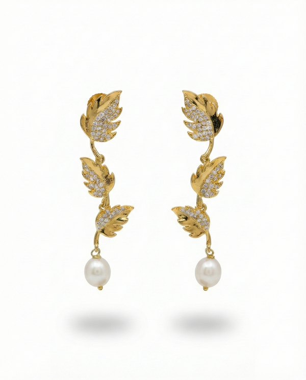 Botanical Pearl CZ Drop Earrings