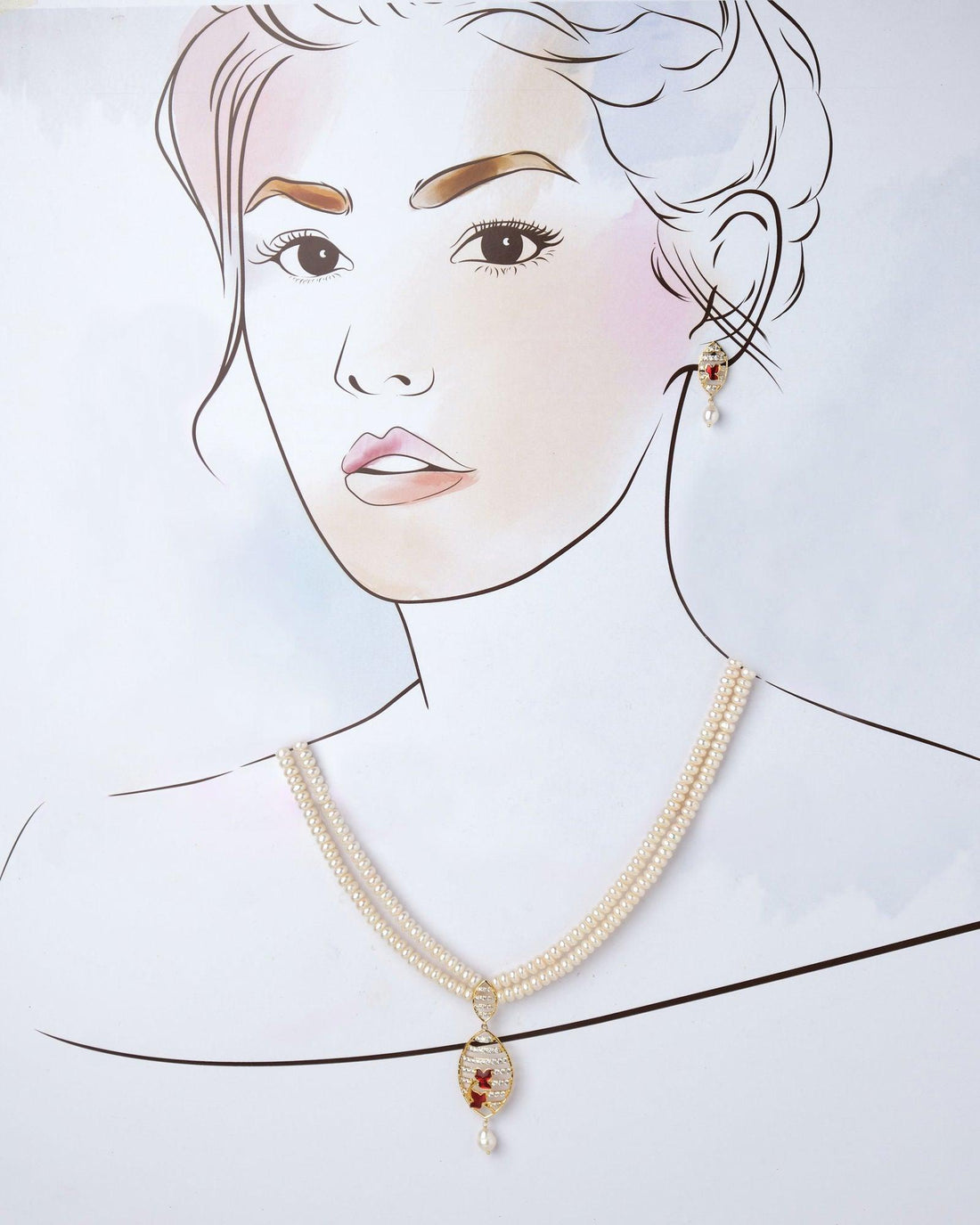Glimmering Teardrop Necklace  Set - Chandrani Pearls