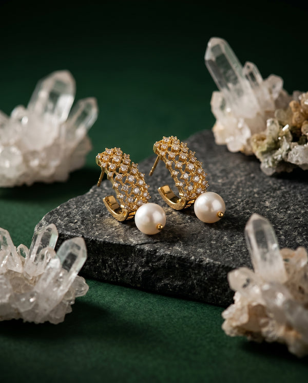 Golden Pearl drop earrings