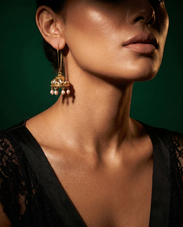 Golden Pearl drop jhumka