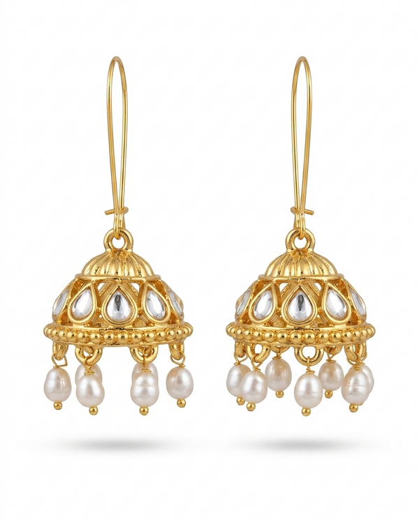 Golden Pearl drop jhumka