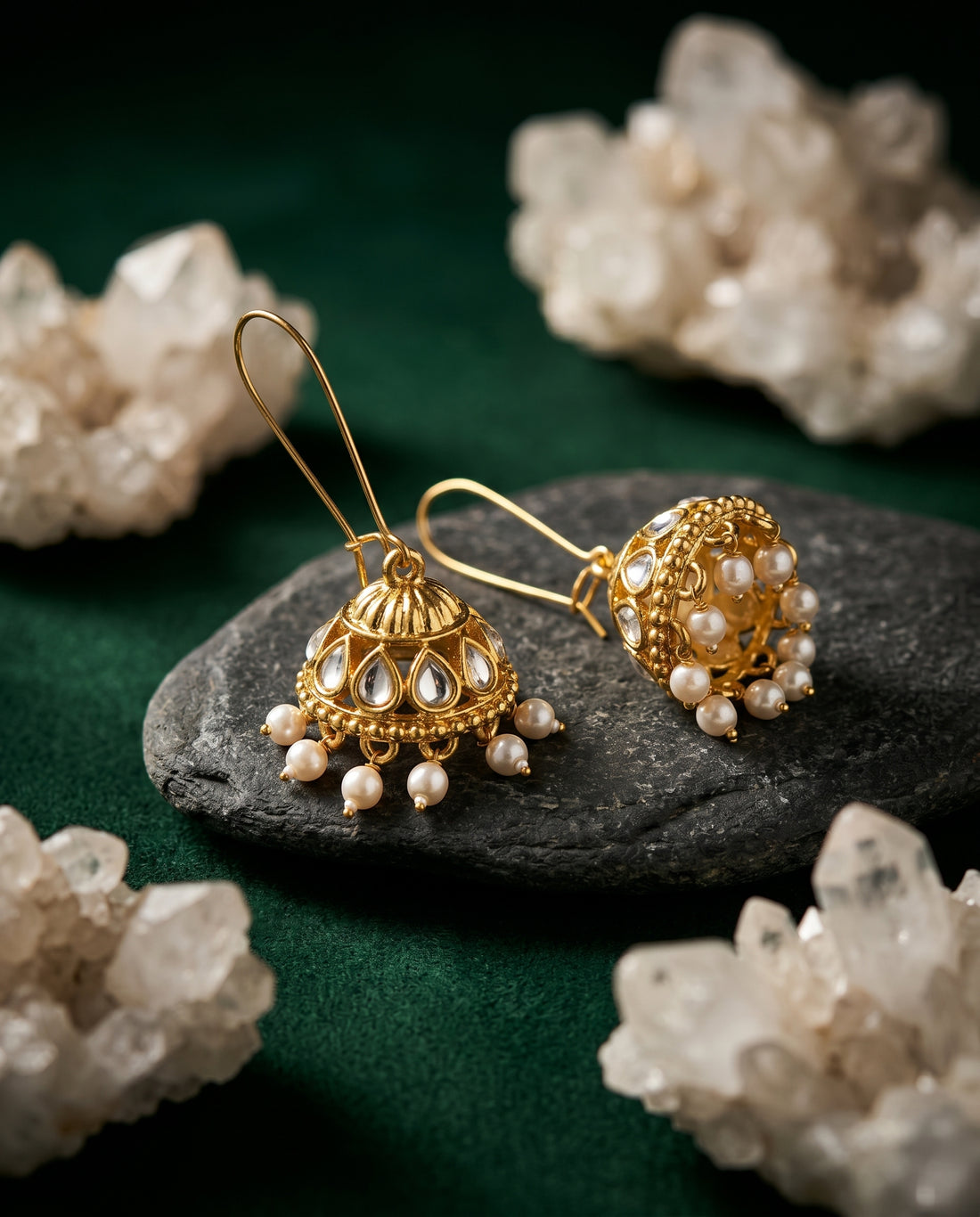 Golden Pearl drop jhumka