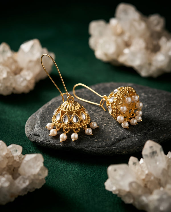 Golden Pearl drop jhumka