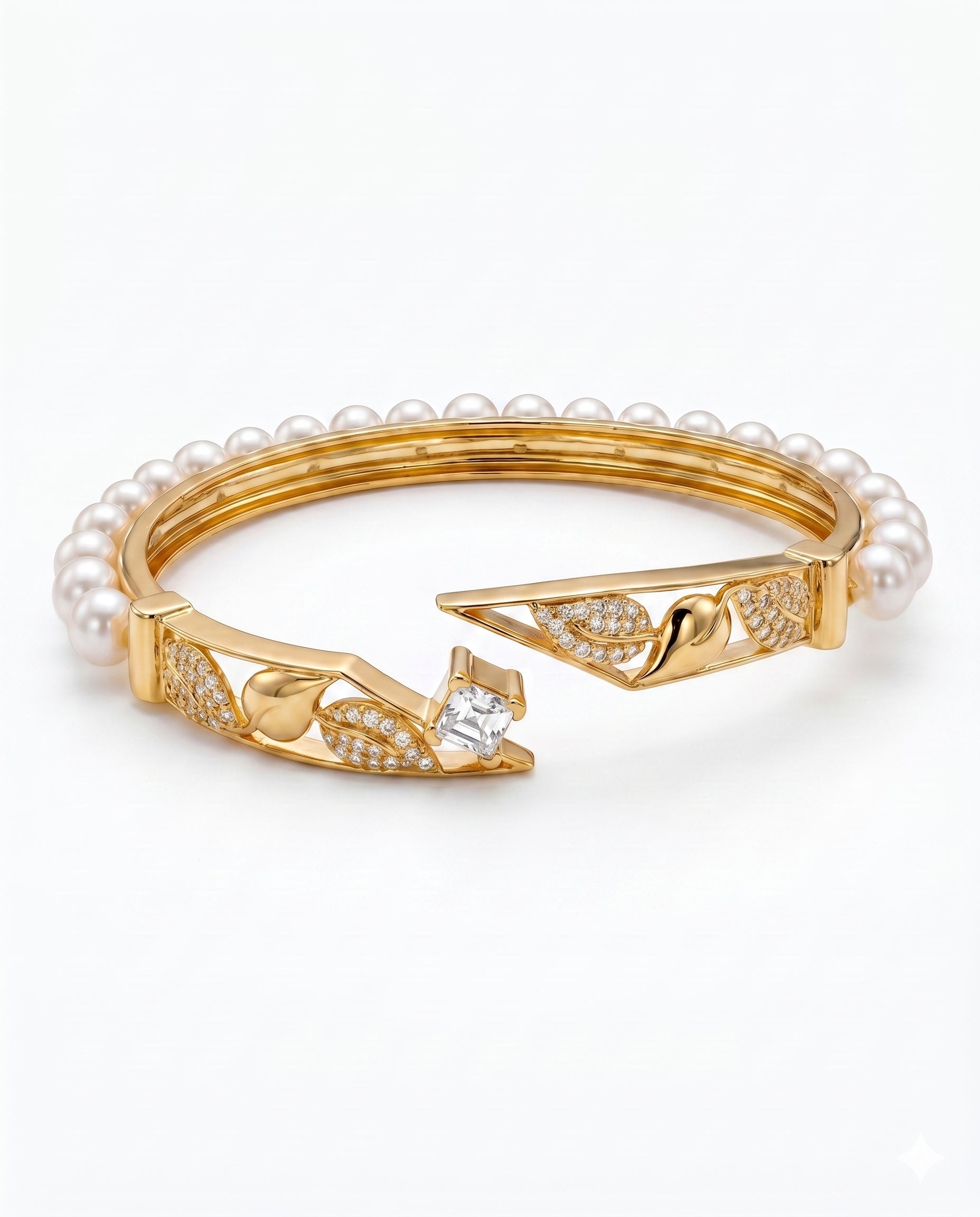 Golden pearl cuff bangle