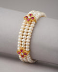 Gorgeous Floral Golden Pearl Bracelet - Chandrani Pearls