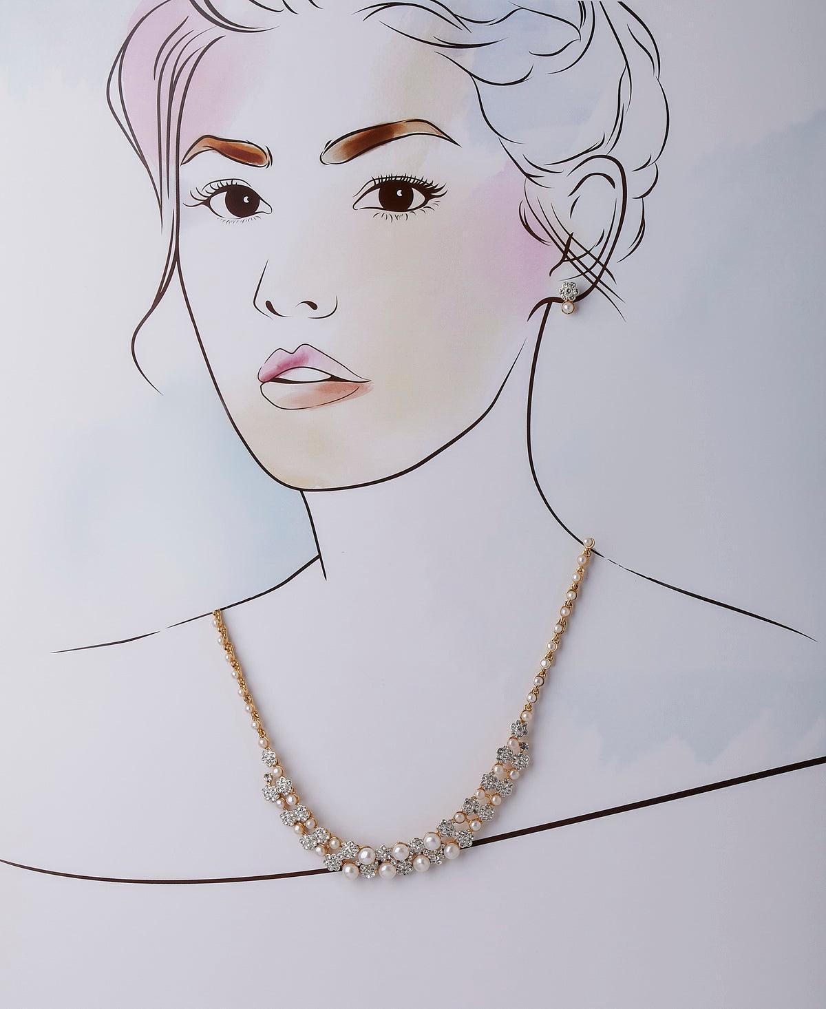 Gorgeous Floral Real Pearl Necklace Set - Chandrani Pearls