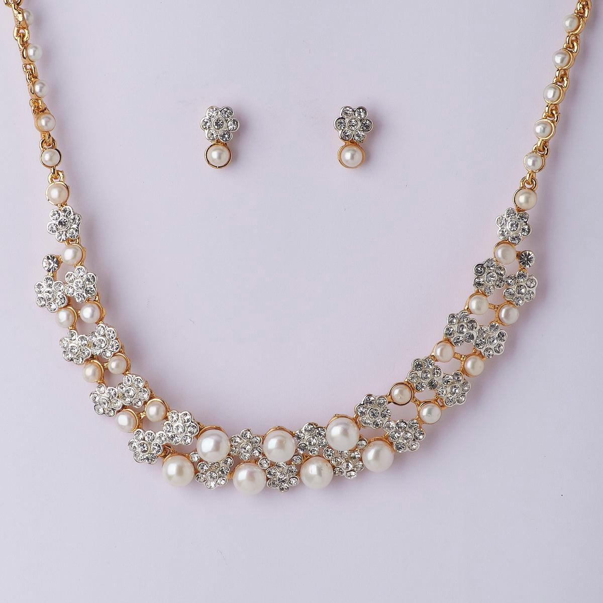 Gorgeous Floral Real Pearl Necklace Set - Chandrani Pearls