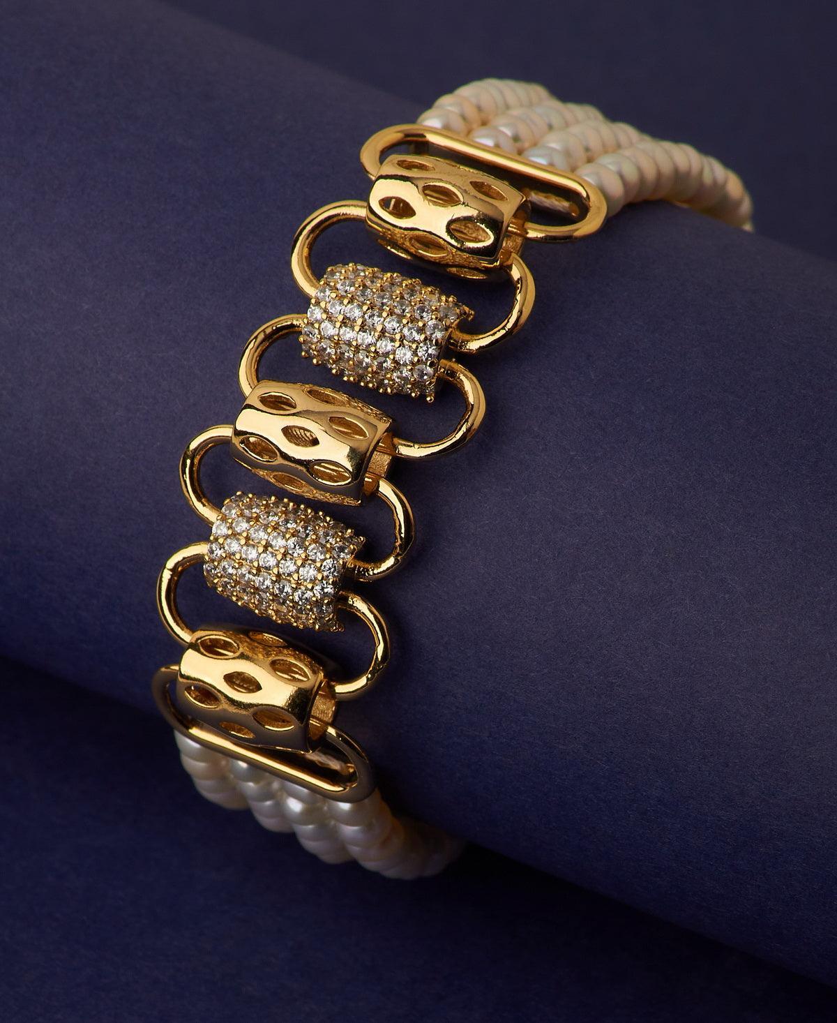 Gorgeous Golden Real Pearl Bracelet - Chandrani Pearls