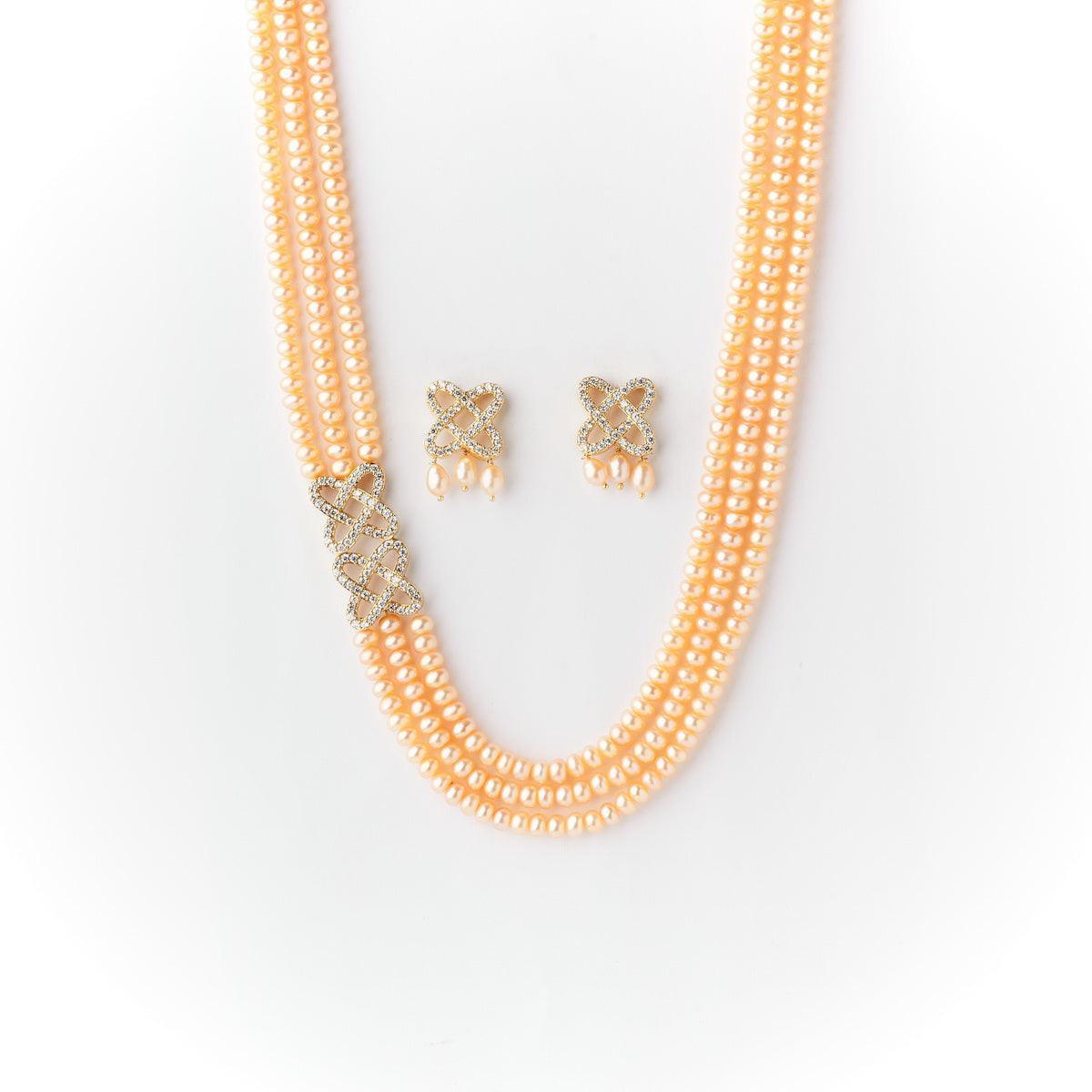 Gorgeous Pink Pearl Necklace Set - Chandrani Pearls