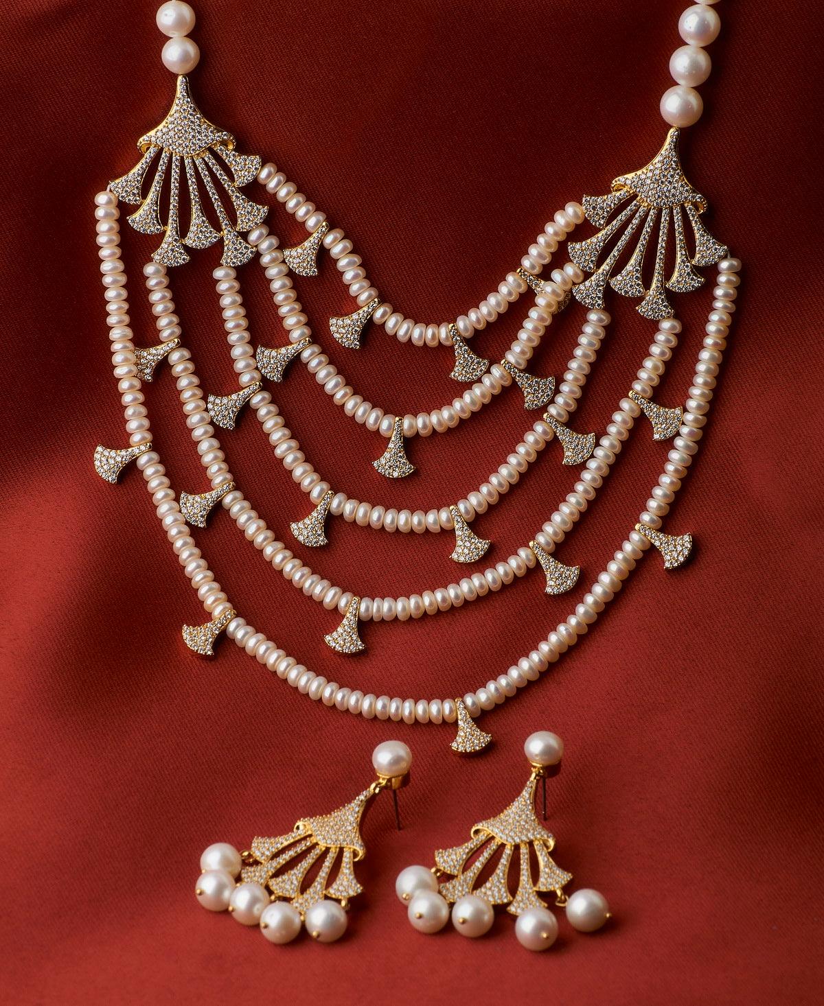 Gorgeous Real Pearl Necklace Set - Chandrani Pearls