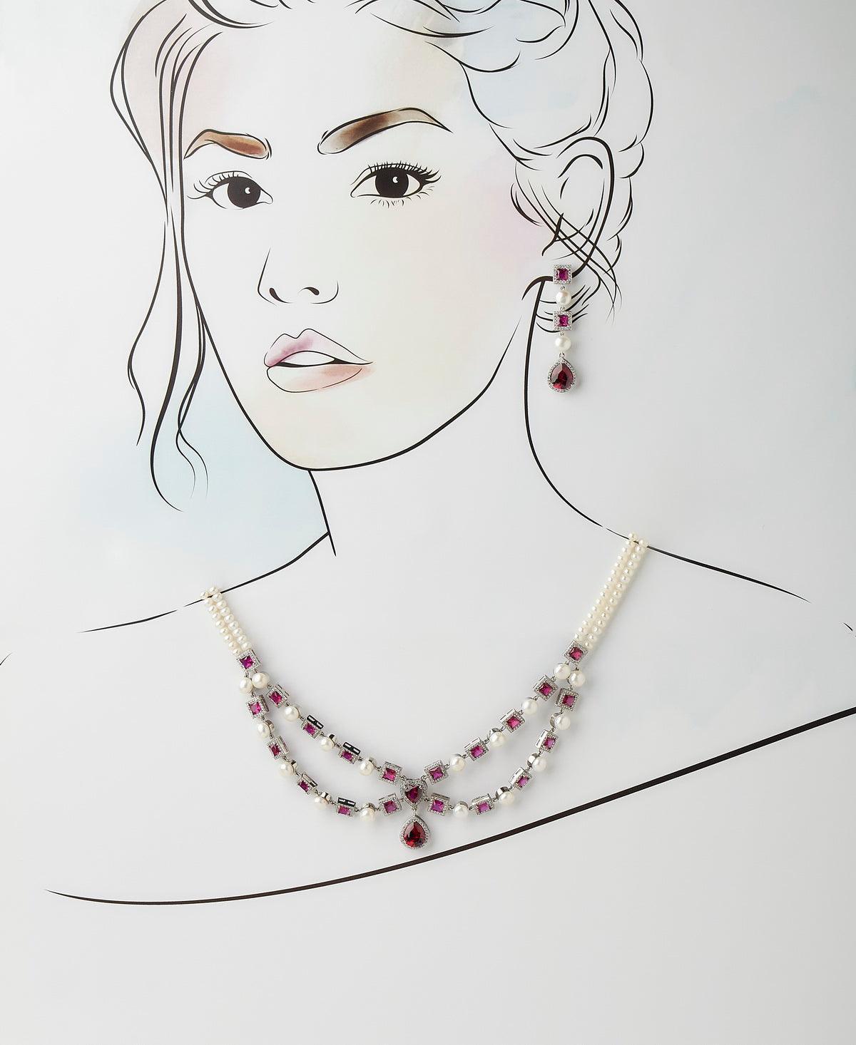 Gorgeous Real Pearl Necklace Set - Chandrani Pearls