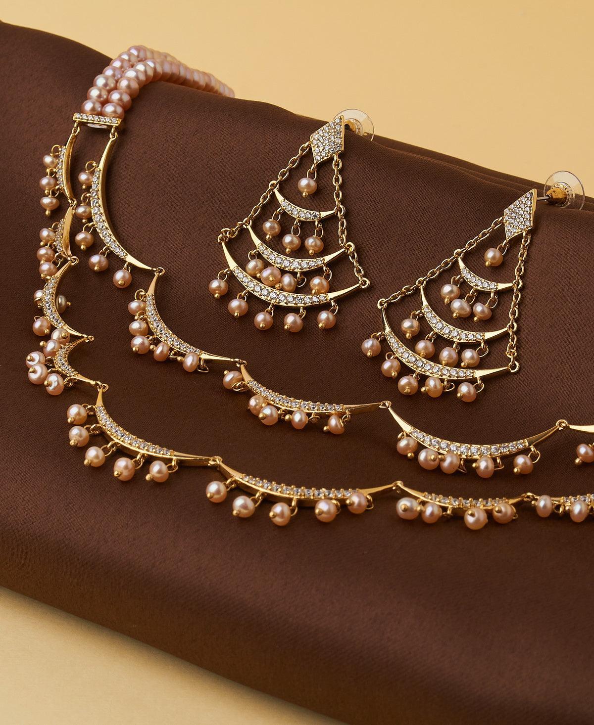 Gorgeous Real Pearl Necklace Set - Chandrani Pearls
