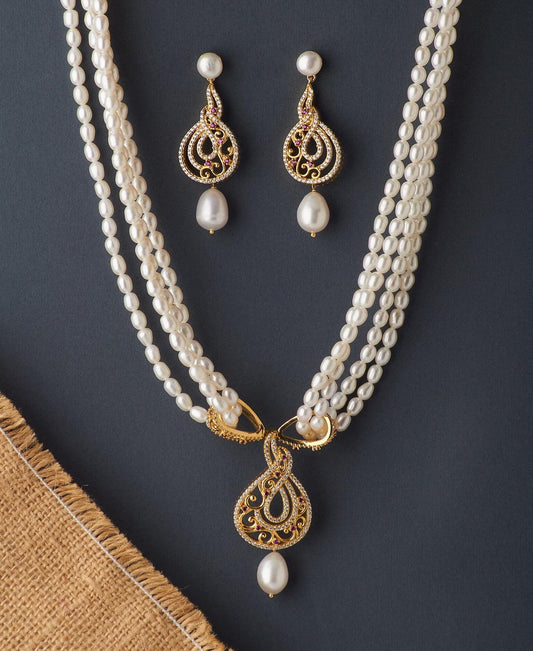 Gorgeous Real Pearl Necklace Set - Chandrani Pearls