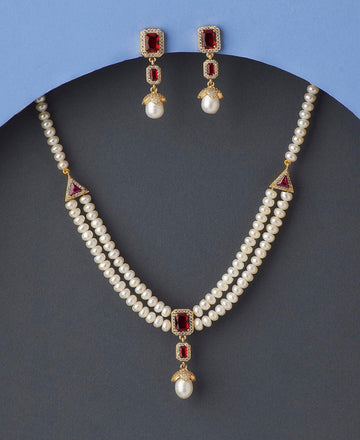 Gorgeous Real Pearl Necklace Set - Chandrani Pearls