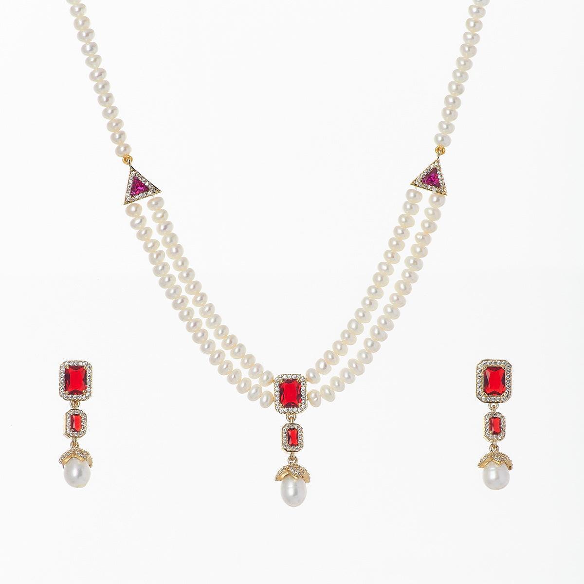 Gorgeous Real Pearl Necklace Set - Chandrani Pearls