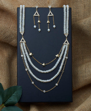 Gorgeous Real Pearl Necklace Set - Chandrani Pearls