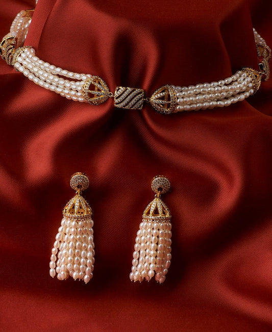 Gorgeous Real Pearl Necklace Set - Chandrani Pearls