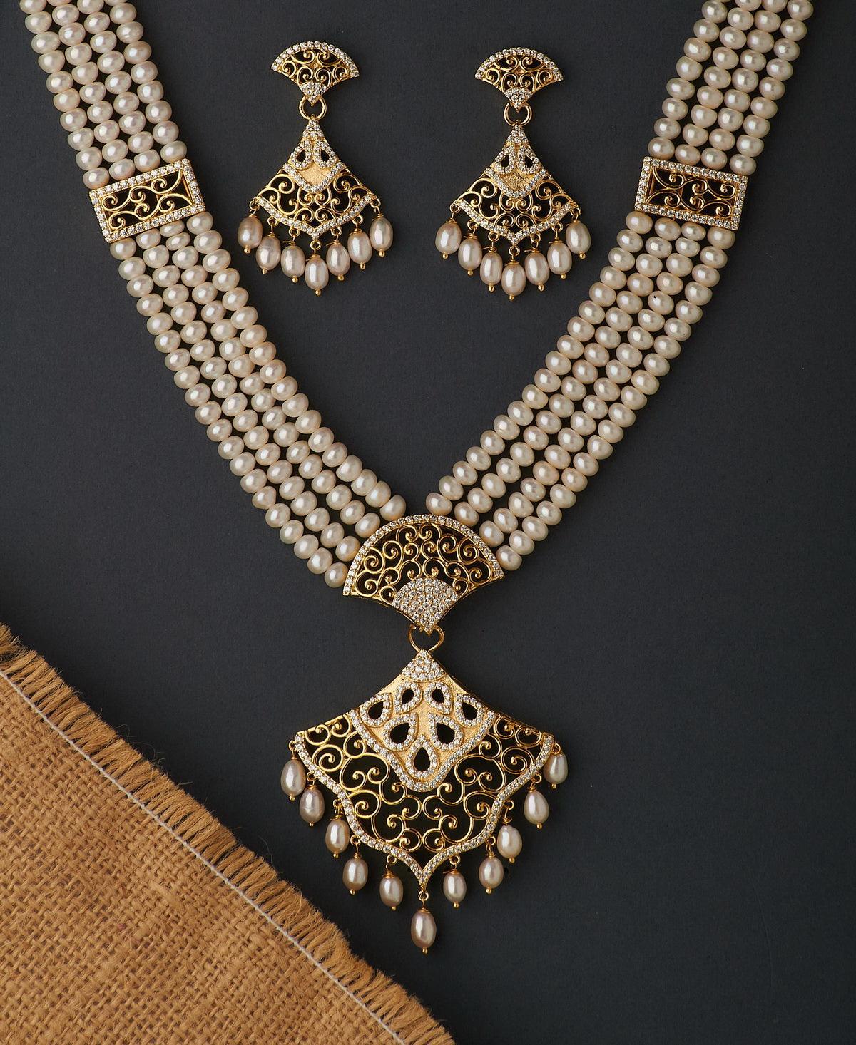 Gorgeous Real Pearl Necklace Set - Chandrani Pearls