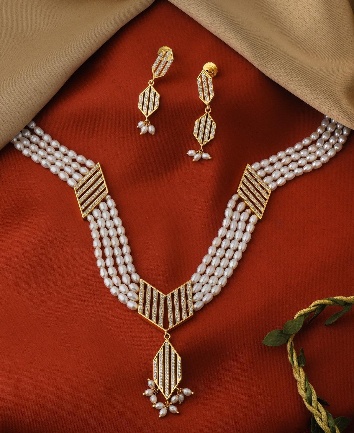 Gorgeous Real Pearl Necklace Set - Chandrani Pearls
