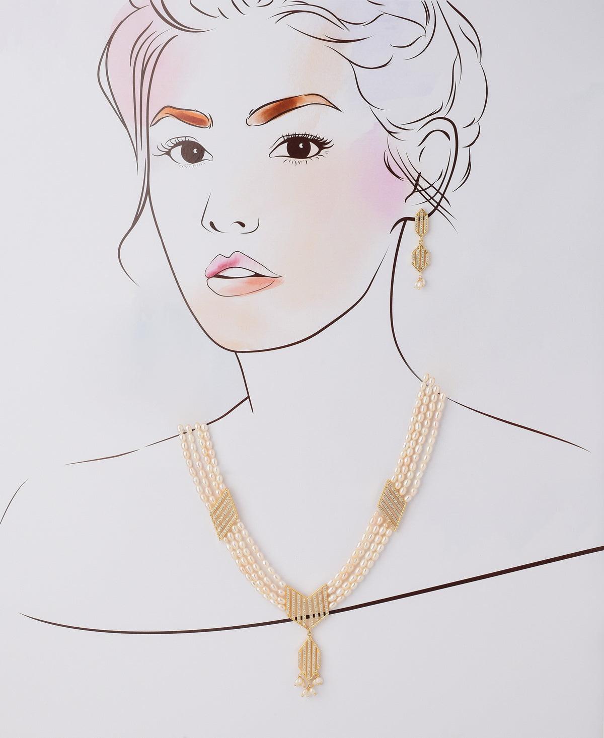 Gorgeous Real Pearl Necklace Set - Chandrani Pearls