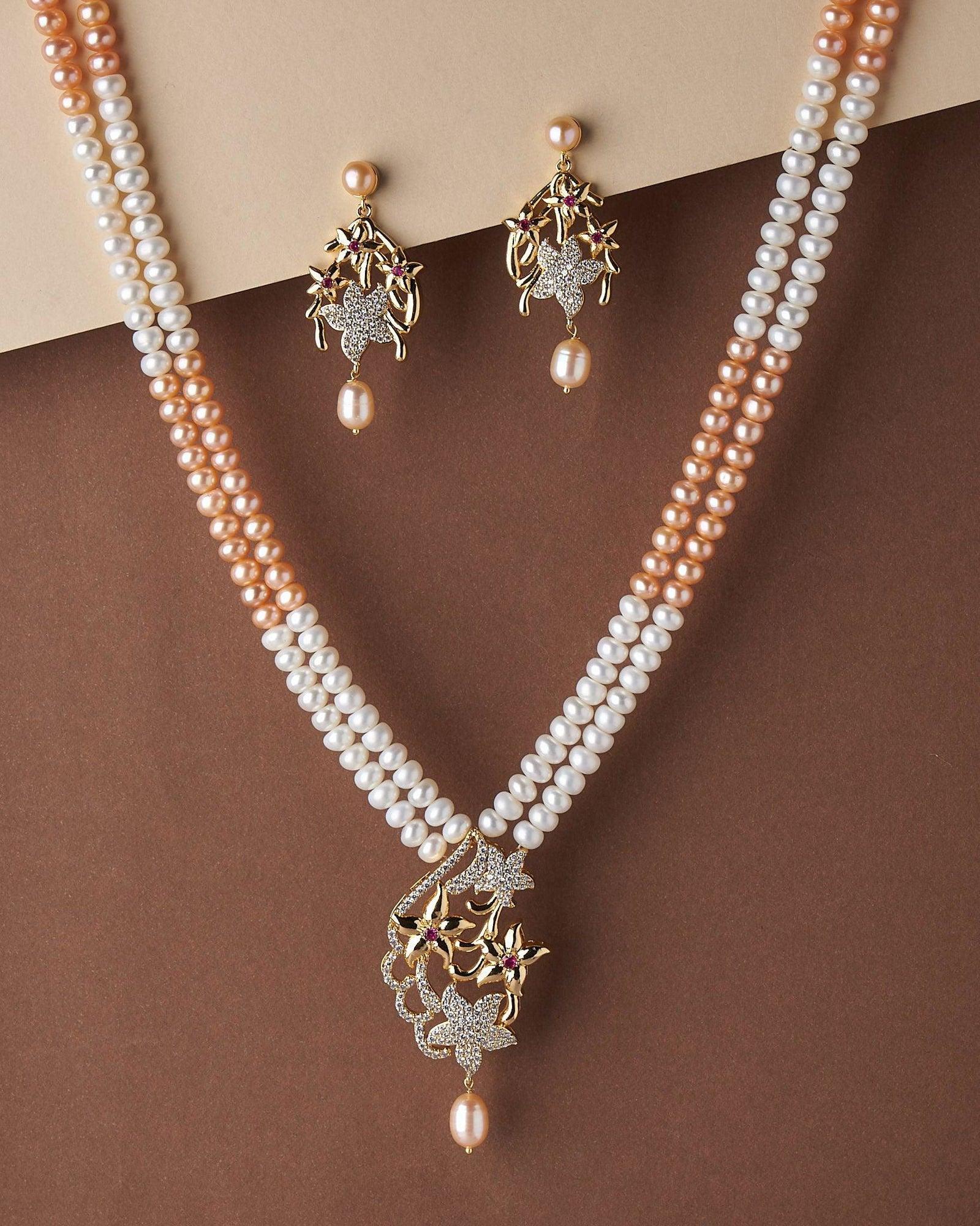 Gorgeous Real Pearl Necklace Set - Chandrani Pearls