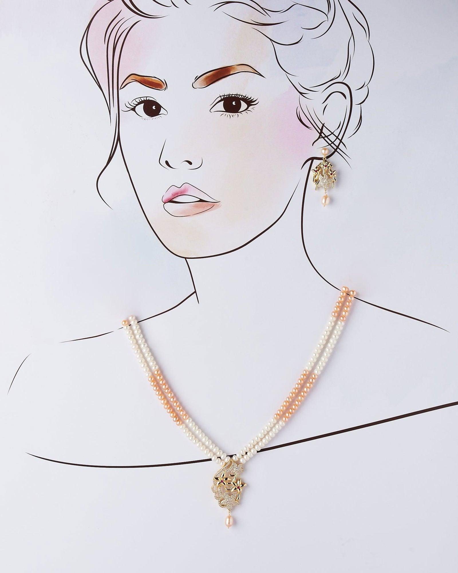 Gorgeous Real Pearl Necklace Set - Chandrani Pearls