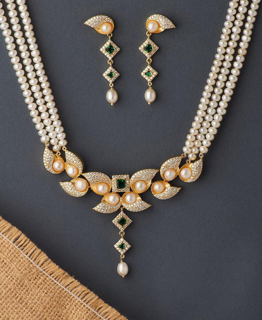 Gorgeous Real Pearl Necklace Set - Chandrani Pearls