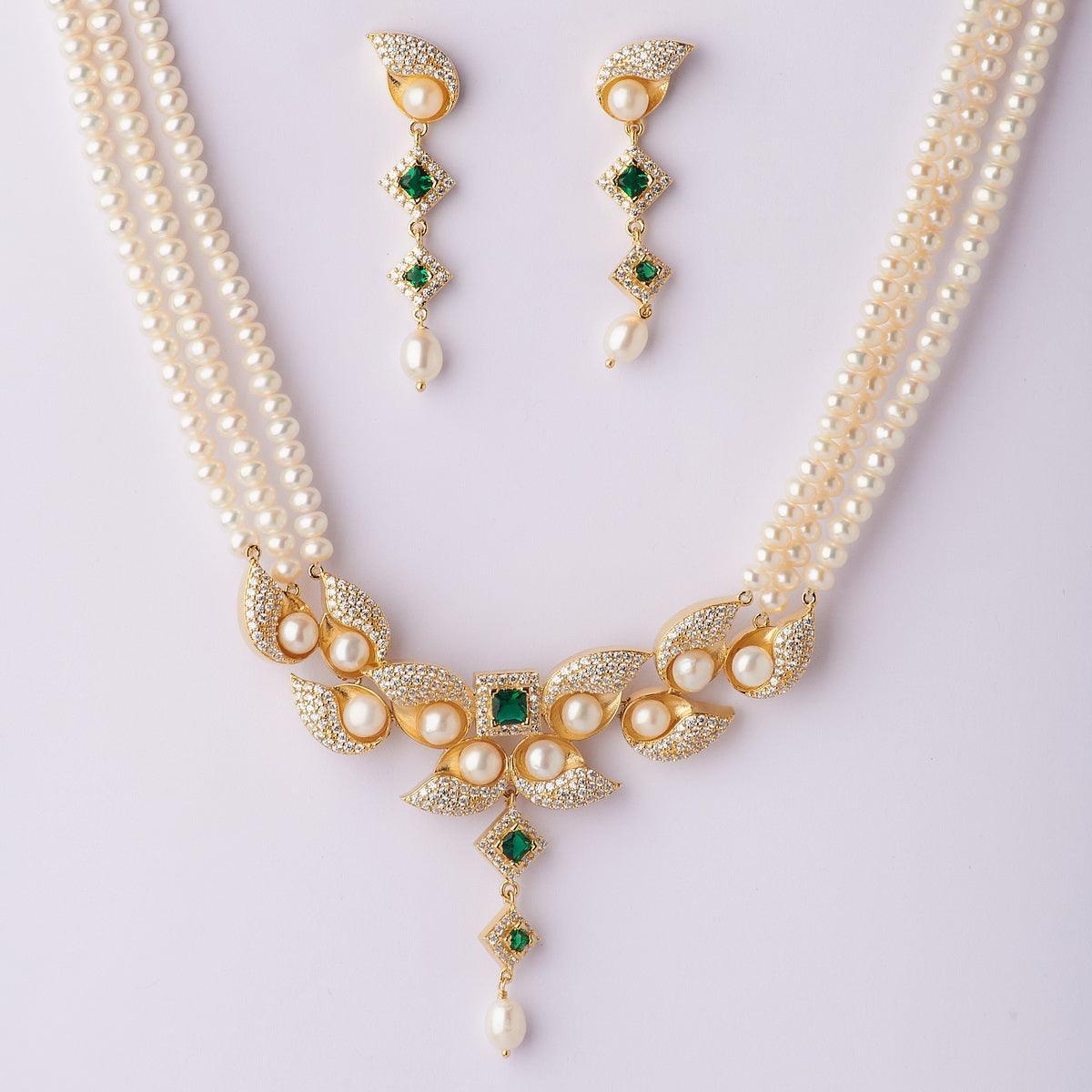 Gorgeous Real Pearl Necklace Set - Chandrani Pearls