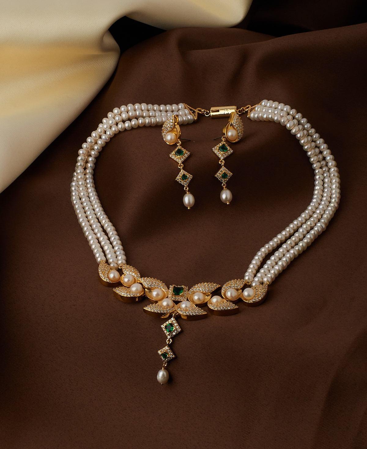 Gorgeous Real Pearl Necklace Set - Chandrani Pearls