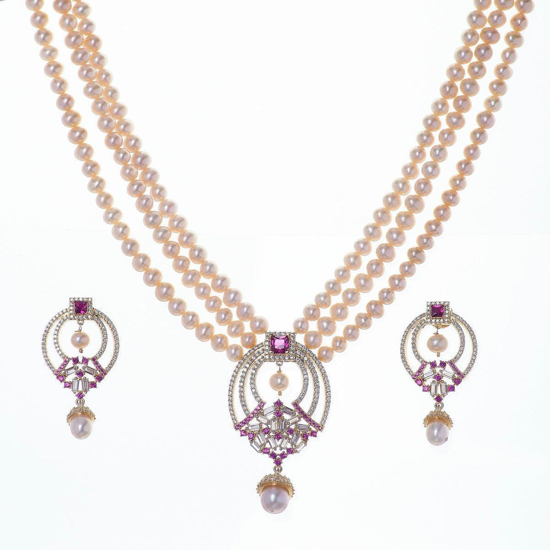 Gorgeous Real Pearl Necklace Set - Chandrani Pearls