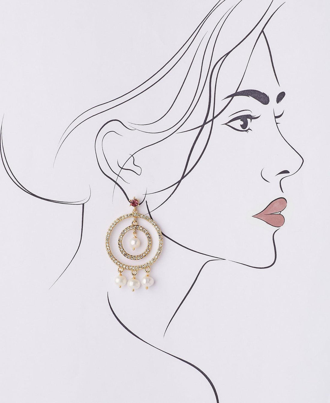 Gorgeous Stone Studded Pearl Earring - Chandrani Pearls