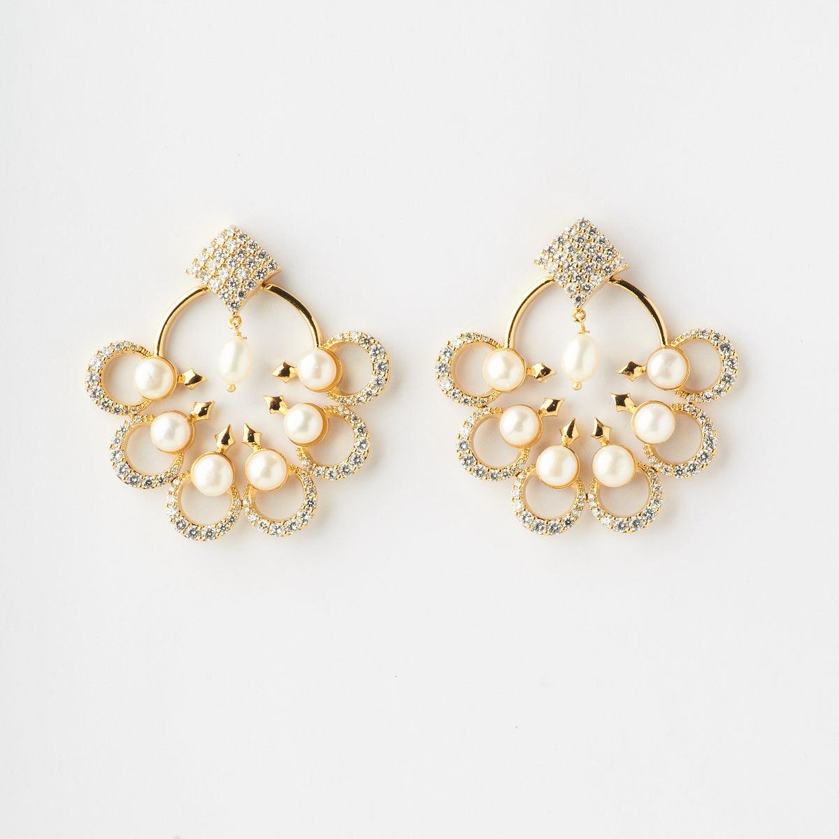 Gorgeous Stone Studded Pearl Earring - Chandrani Pearls