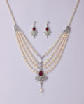 Gorgeous Stone Studded Pearl Necklace Set - Chandrani Pearls
