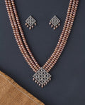 Gorgeous Stone Studded Pearl Necklace Set - Chandrani Pearls