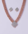 Gorgeous Stone Studded Pearl Necklace Set - Chandrani Pearls