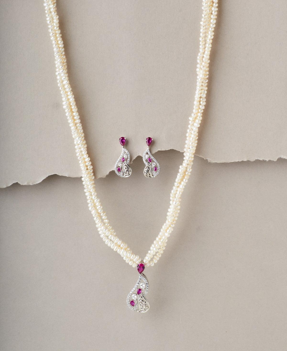 Gorgeous White Pearl Necklace Set - Chandrani Pearls