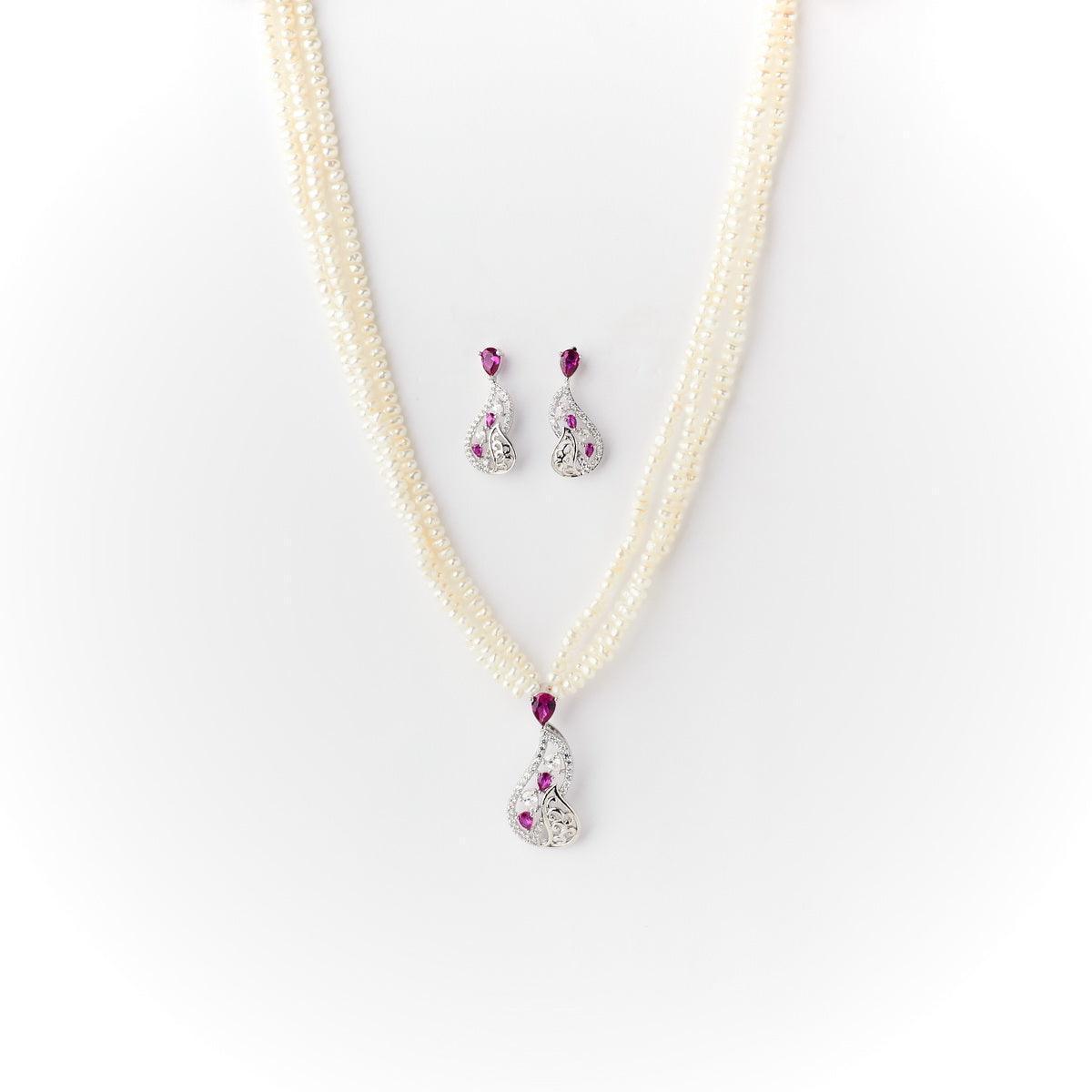 Gorgeous White Pearl Necklace Set - Chandrani Pearls