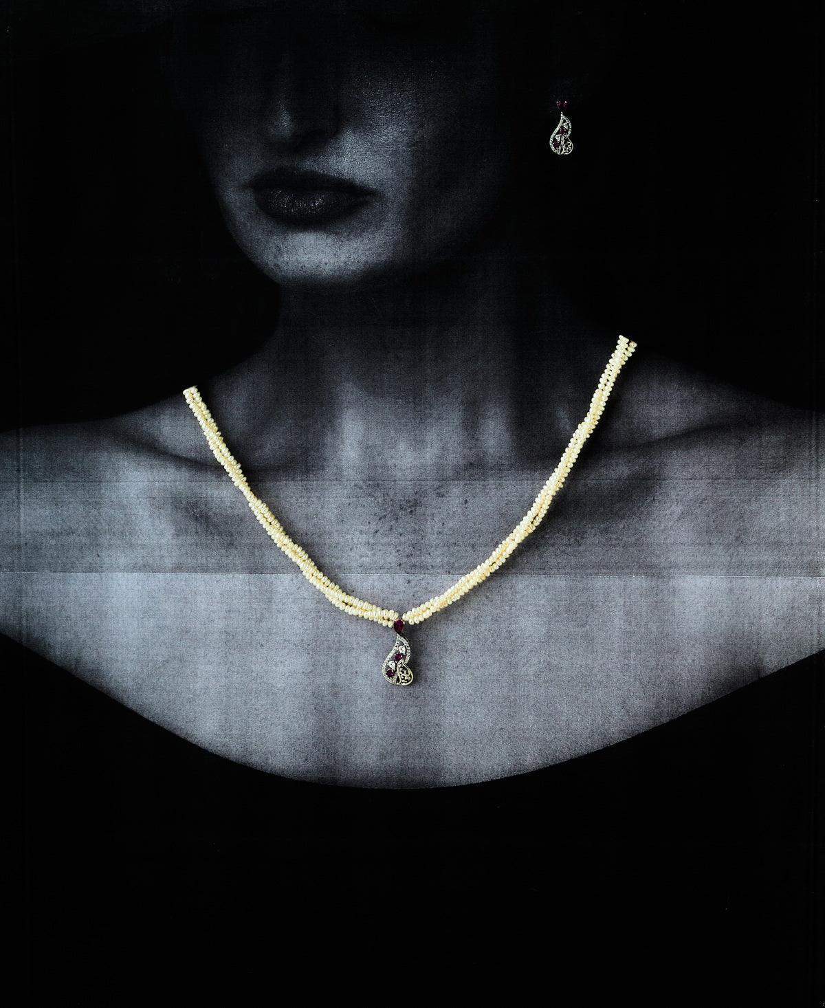 Gorgeous White Pearl Necklace Set - Chandrani Pearls