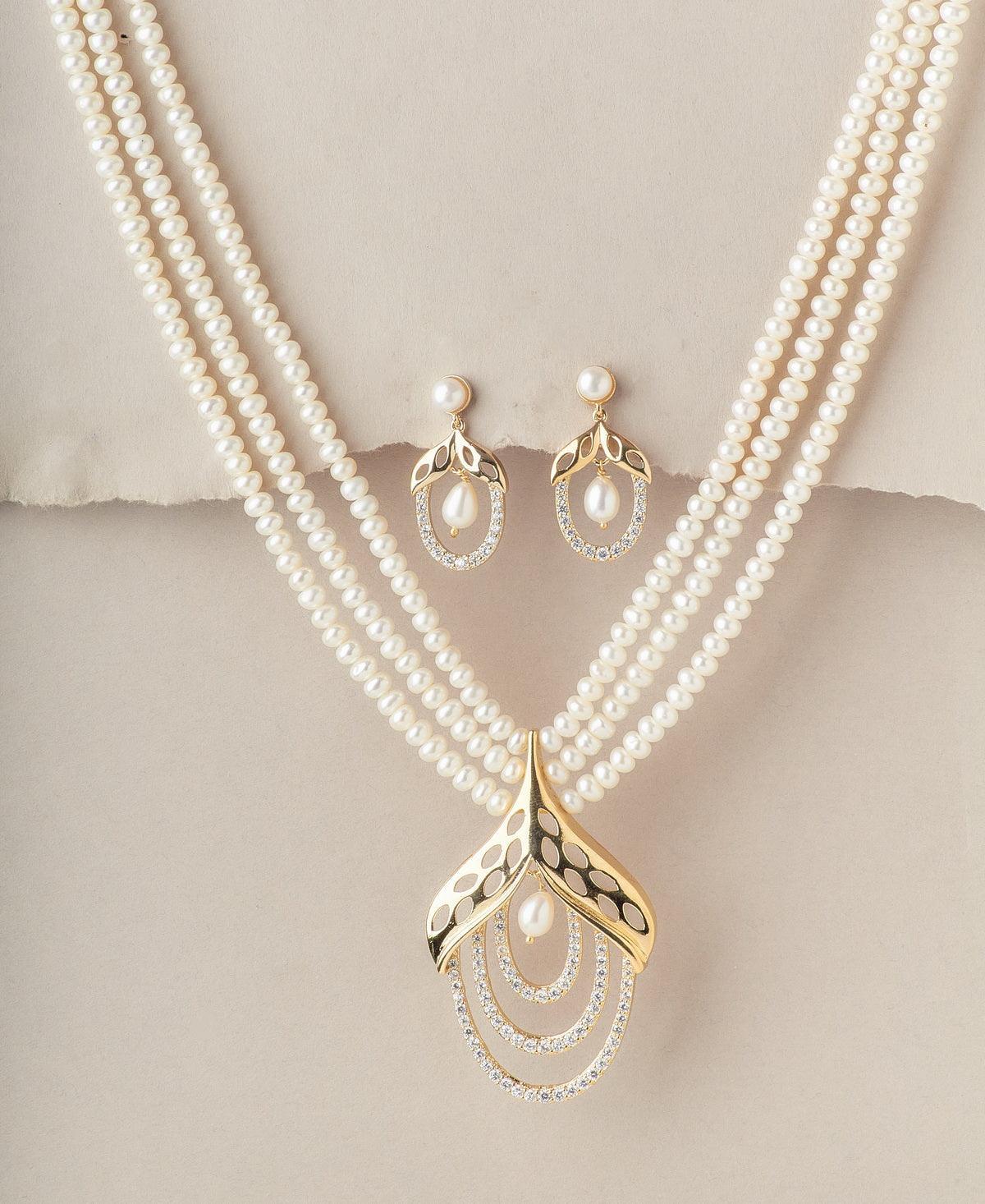 Gorgeous White Pearl Necklcae Set - Chandrani Pearls