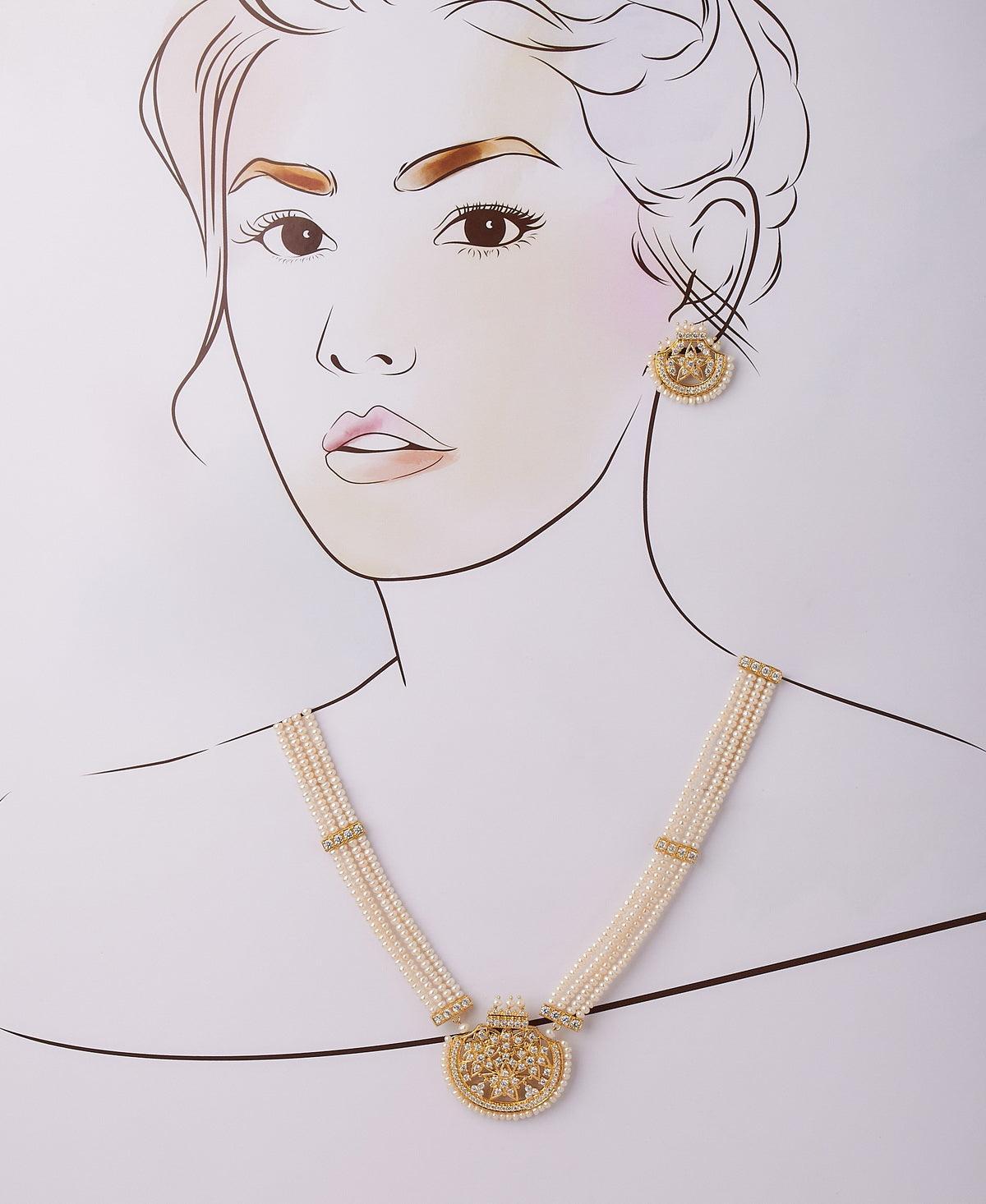 Gorgeous White Pearl Queen Necklace Set - Chandrani Pearls