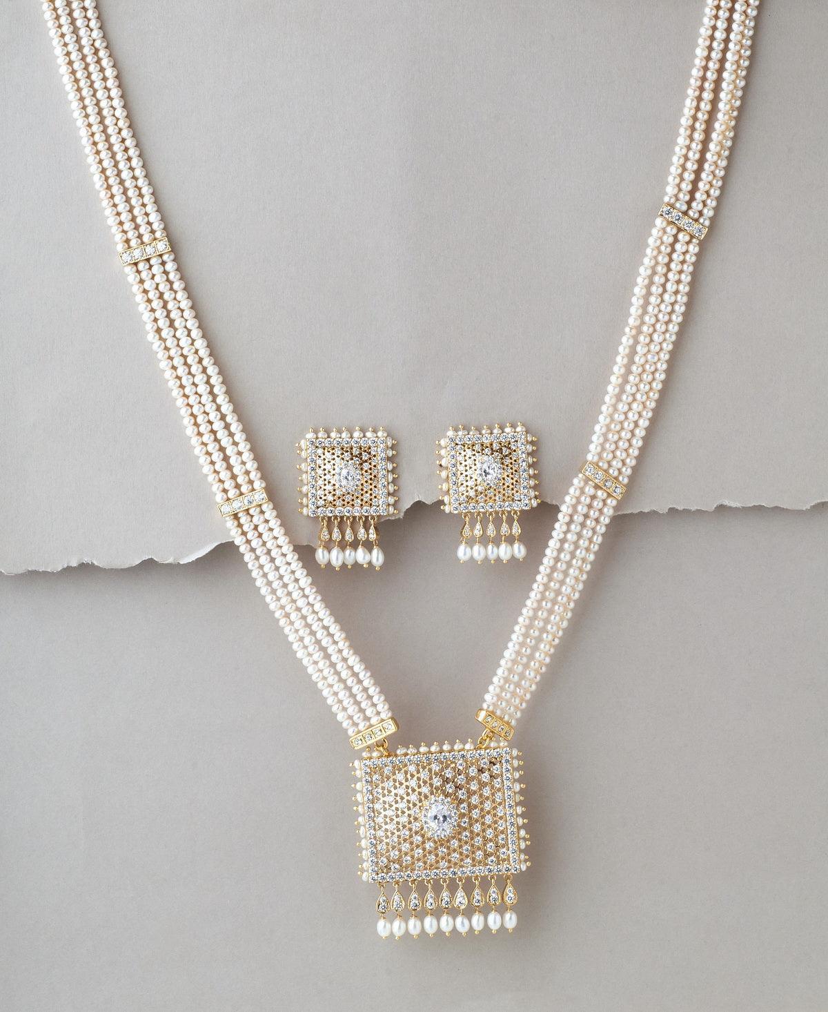 Gorgeous White Pearl Rani Har Necklace Set - Chandrani Pearls