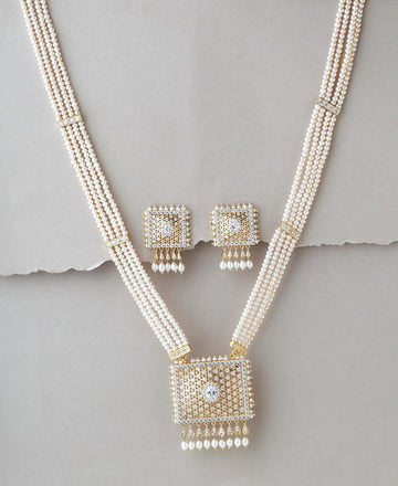 Gorgeous White Pearl Rani Har Necklace Set - Chandrani Pearls