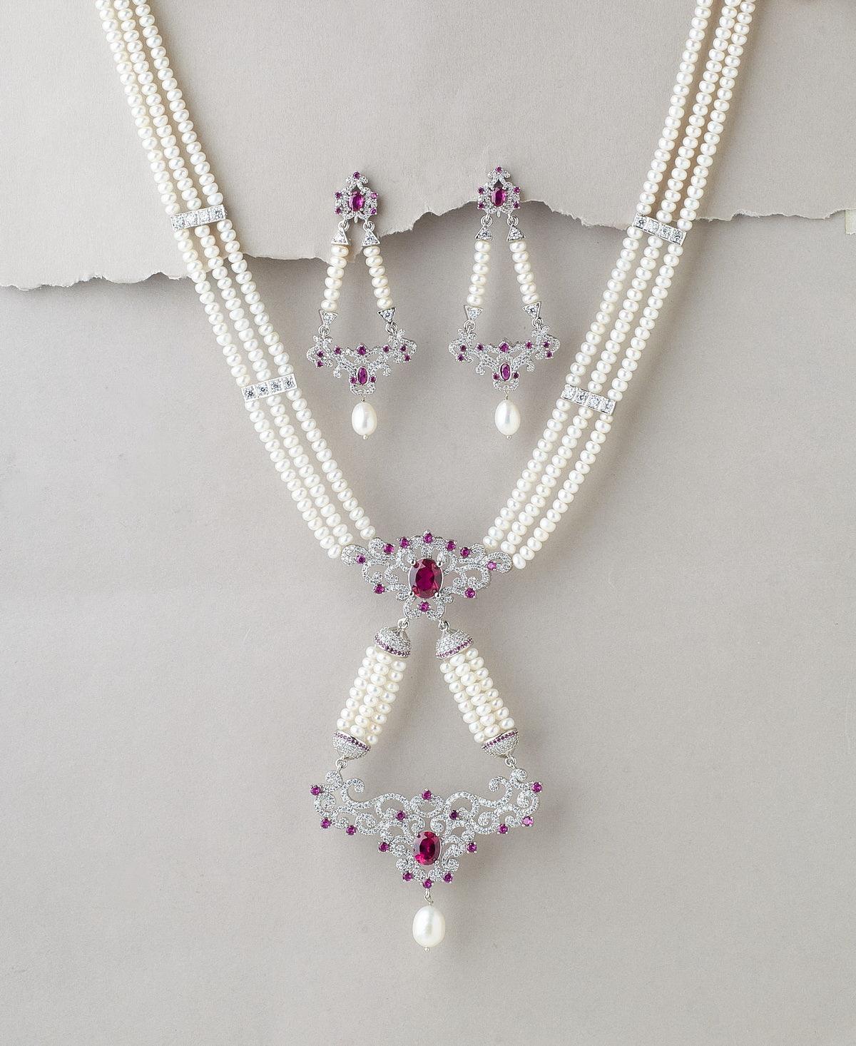 Gorgeous White Pearl Rani Har Necklace Set - Chandrani Pearls