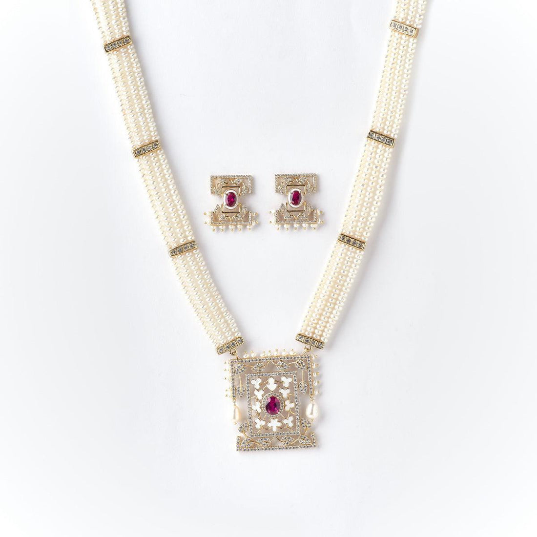 Gorgeous White Pearl Rani Har Necklace Set - Chandrani Pearls